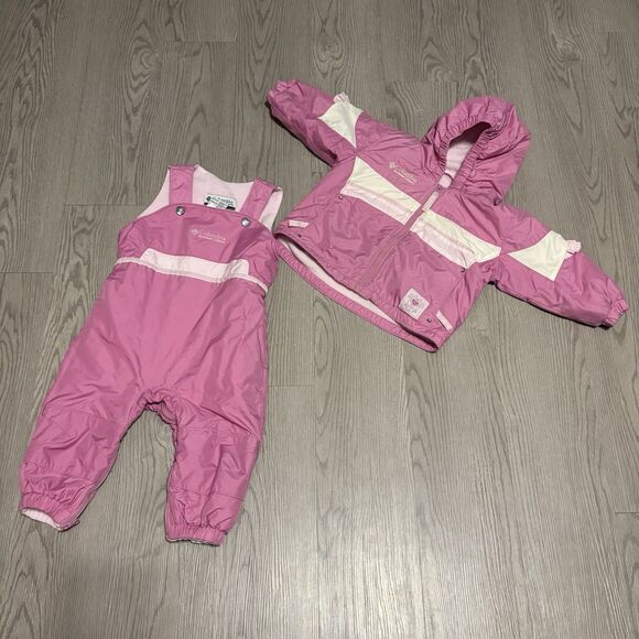 Columbia Sportswear Infant Ski Jacket & Snow Bib Overall Set 18 Months Pink $113 - Picture 1 of 8